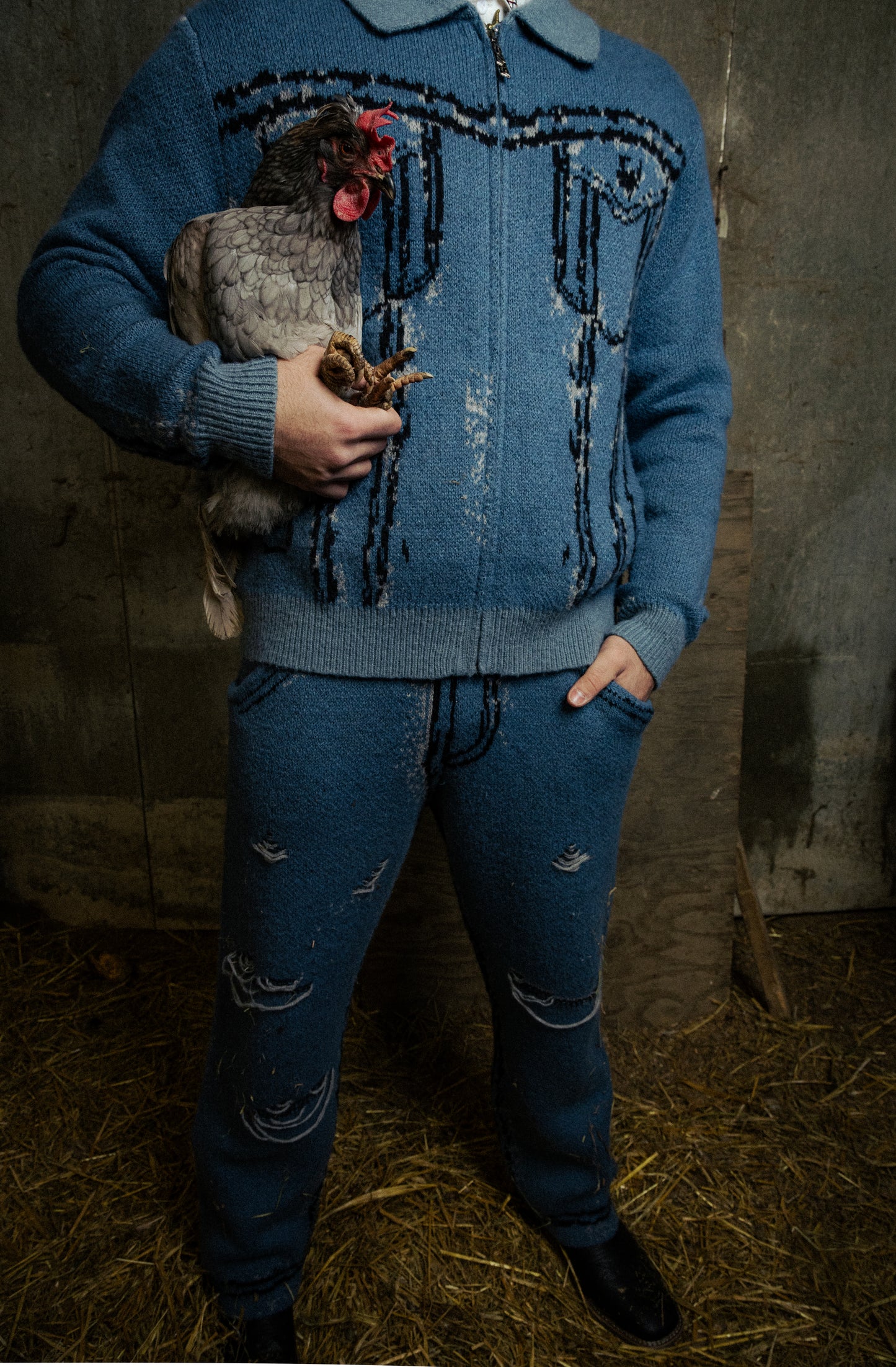Ezra Pharaoh Mohair “Denim” Pants