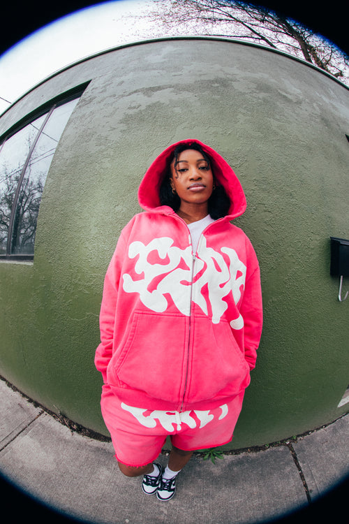 Strawberry Script Zip Up Hoodie