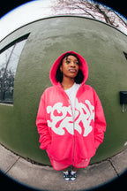 Strawberry Script Zip Up Hoodie