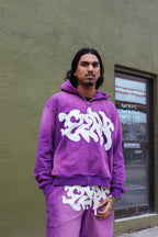 Grape Script Zip Up Hoodie