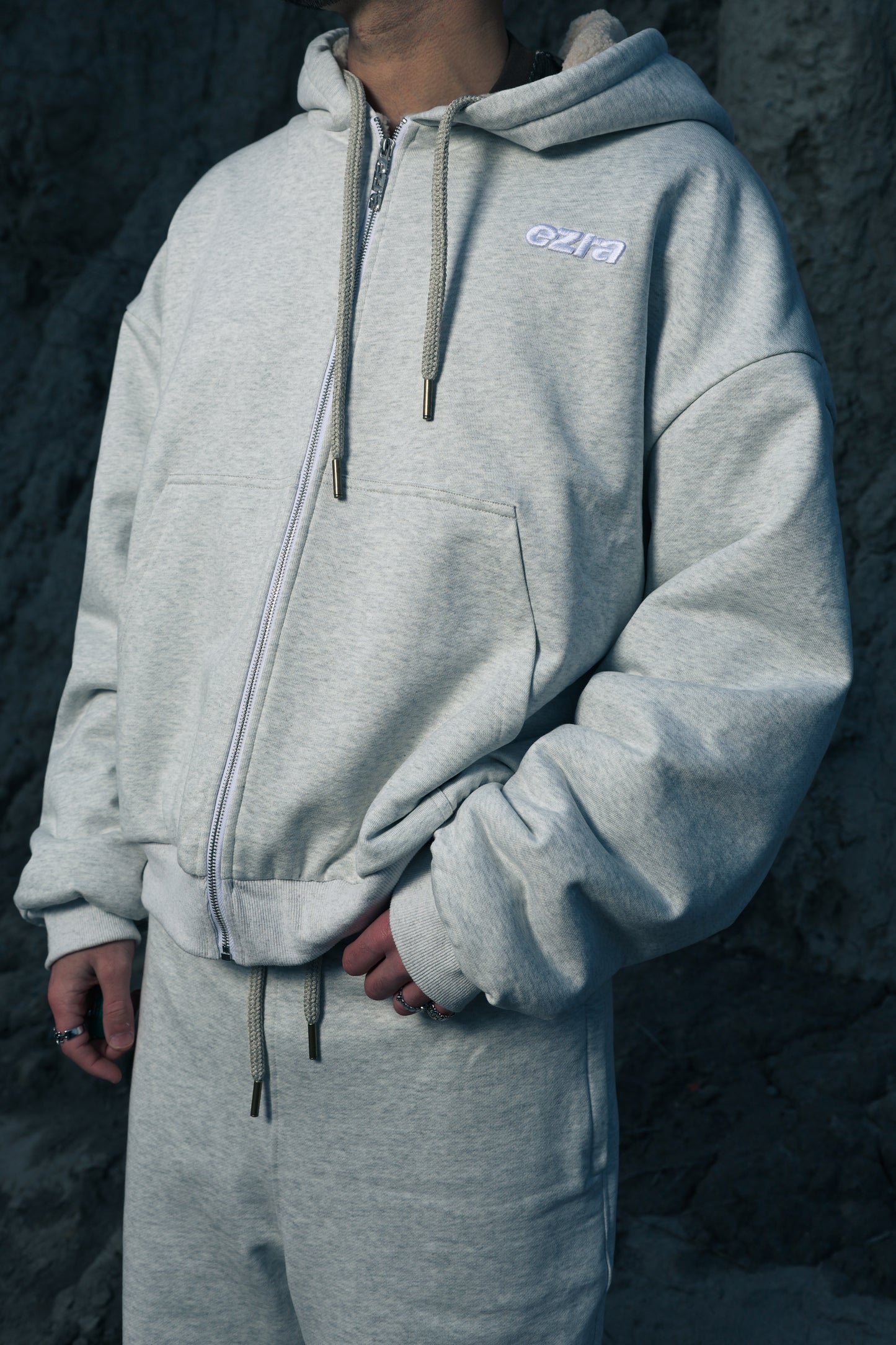 Snow Grey Sherpa Hoodie